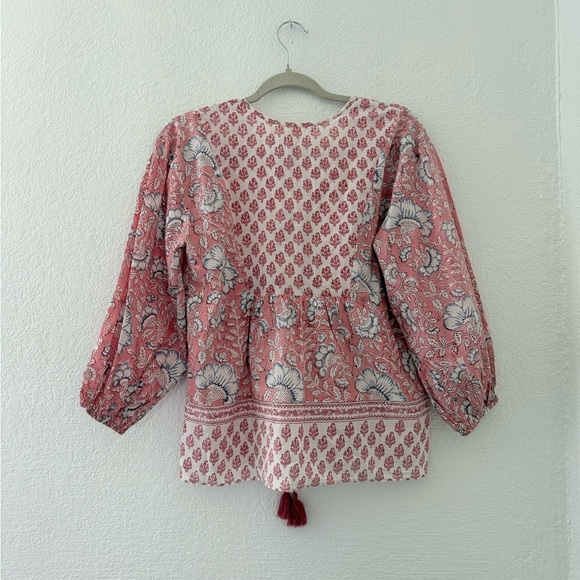 Ophelia & Indigo Boho Chic Floral Blouse 3/4 Sleeves Size XS - Picture 4 of 8